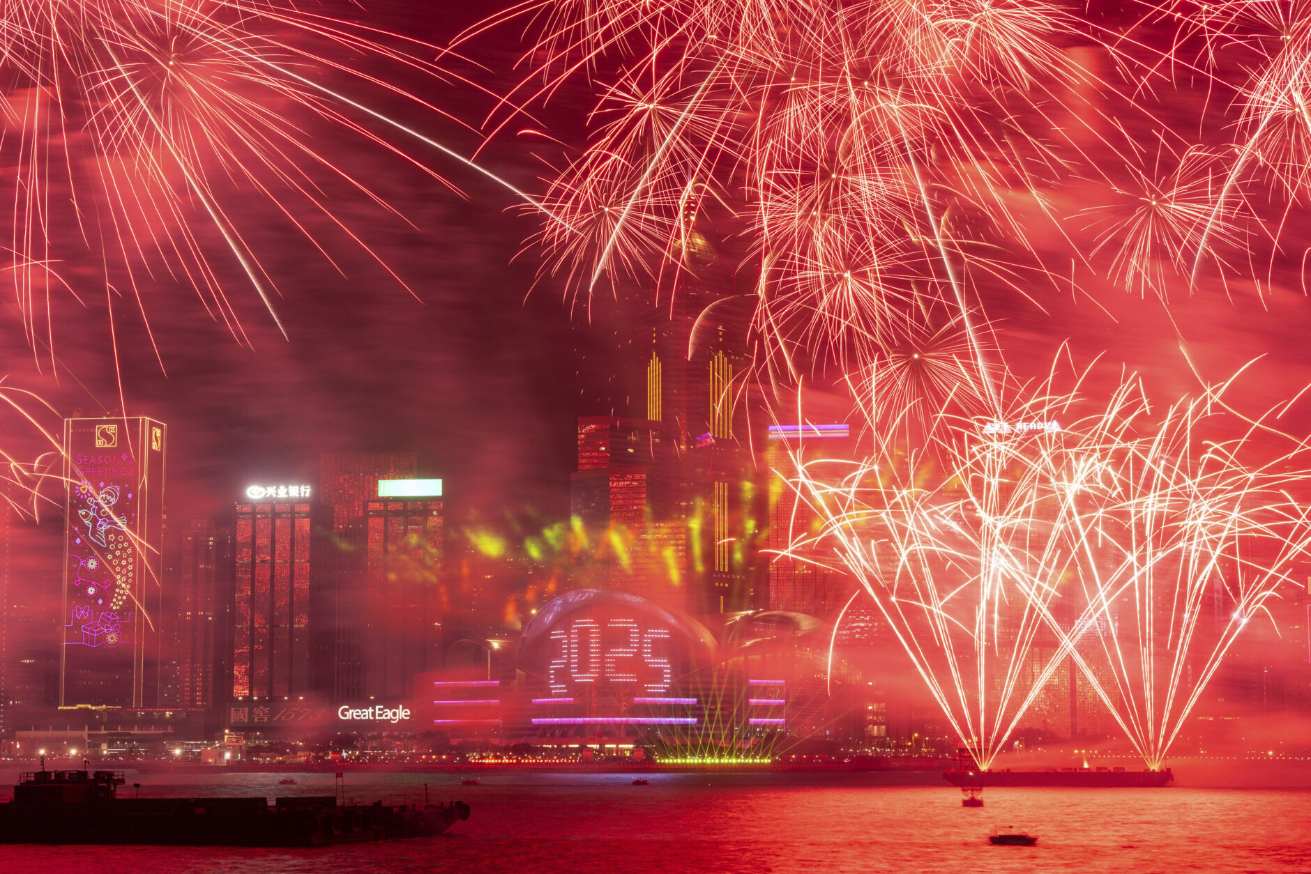 Fireworks in Hong Kong for New Year's