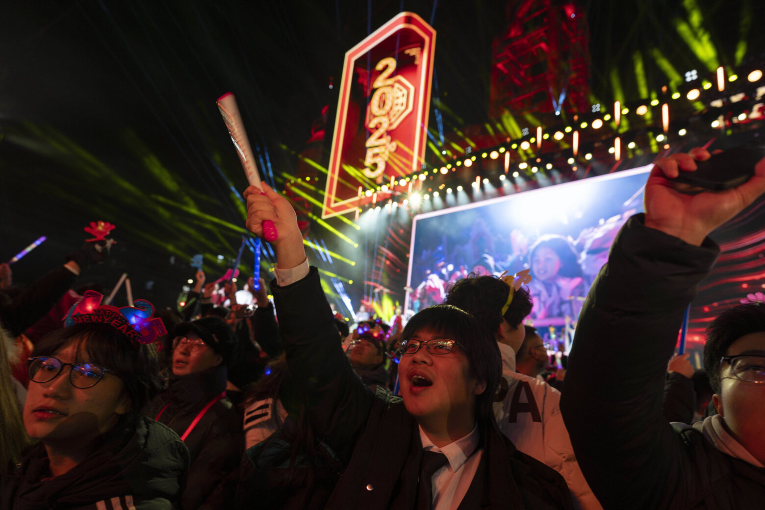 Revelers on New Year's in Beijing