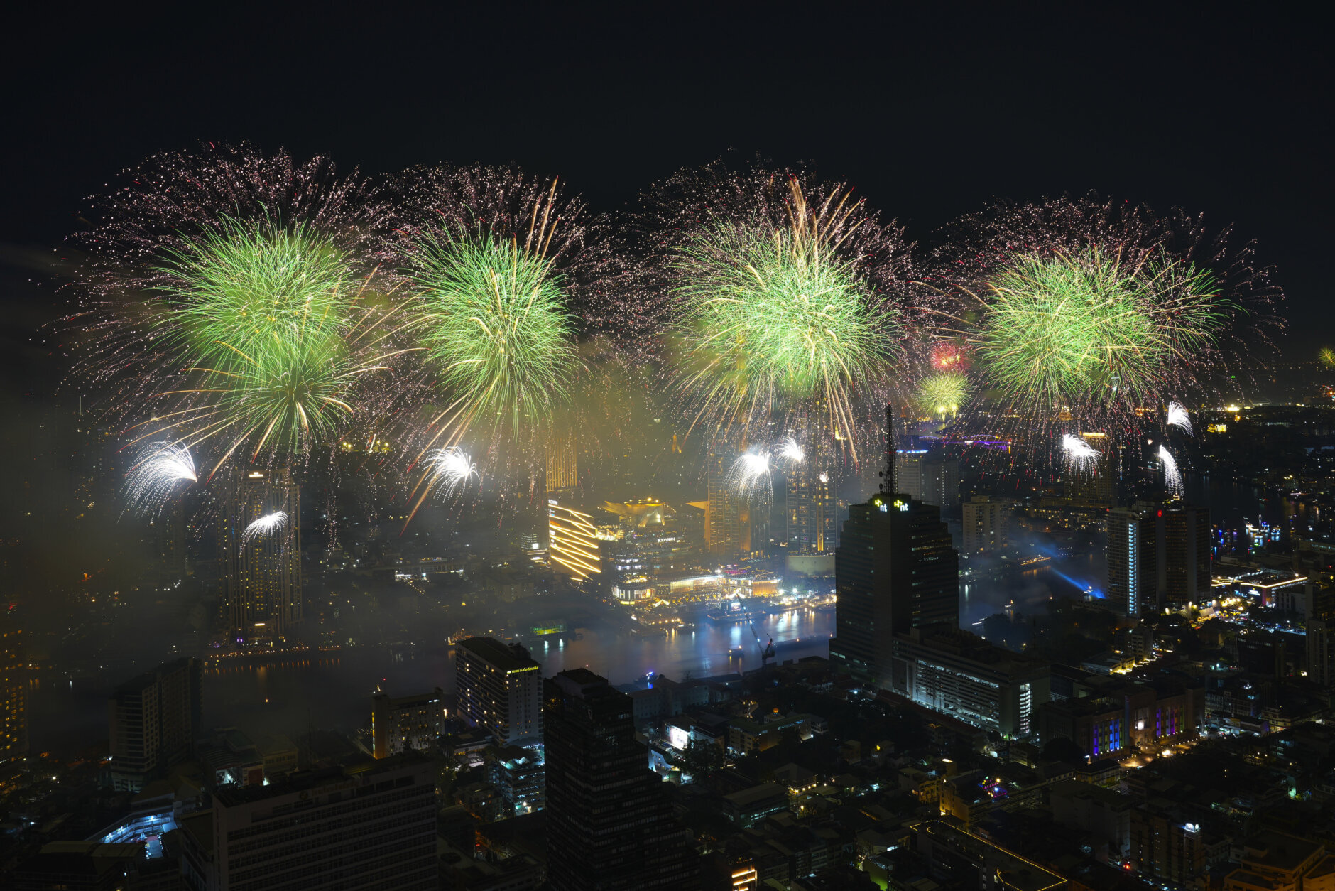 Fireworks display for New Year's in Bangkok