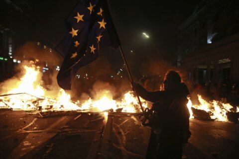 Police in Georgia move again to disperse protests over the suspension of EU talks