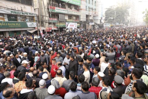 Supporters of Bangladesh Nationalist Party hold protest march as tensions continue with India