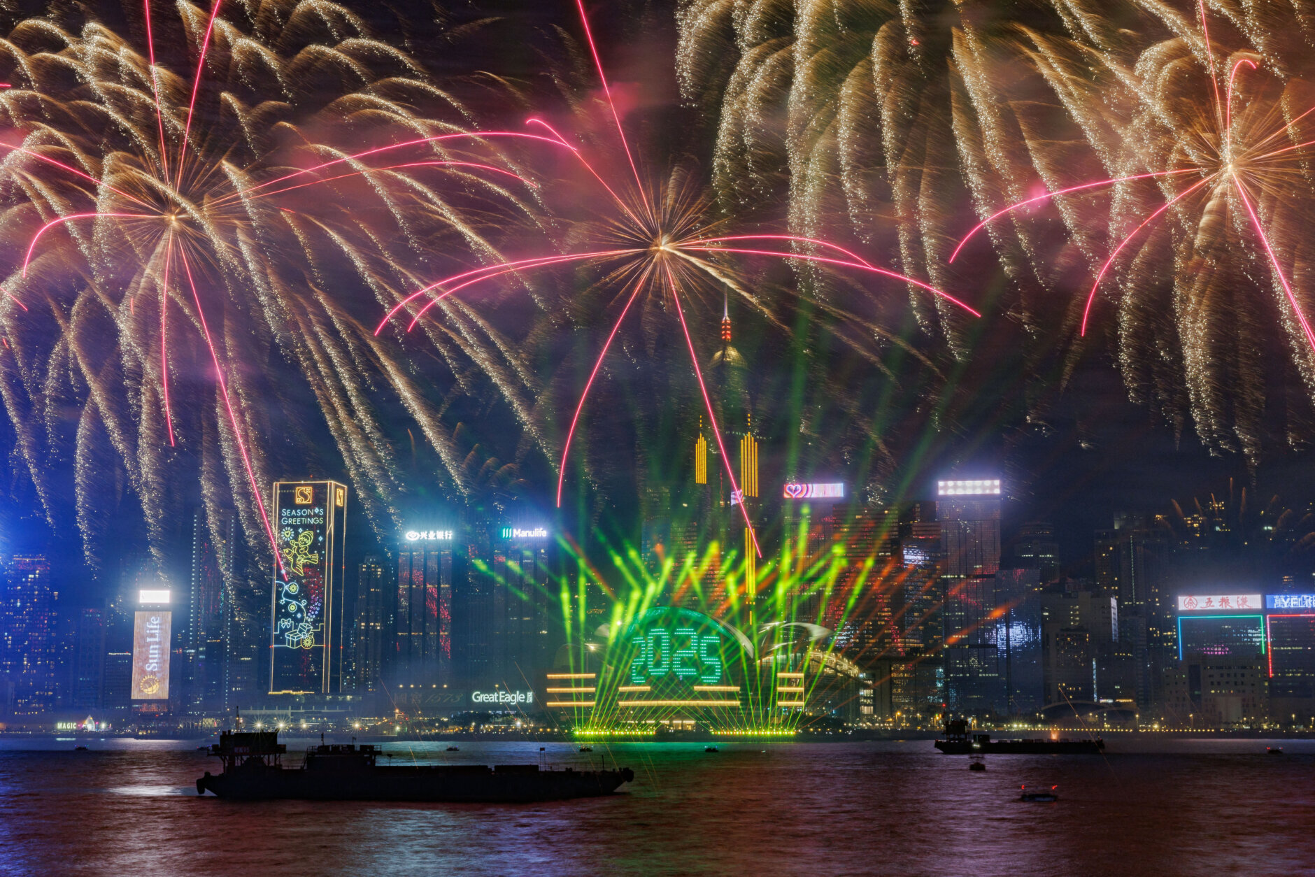 Hong Kong fireworks for New Year's Day