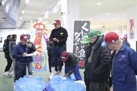 Fresh fin whale meat is auctioned for the first time in decades in Japan