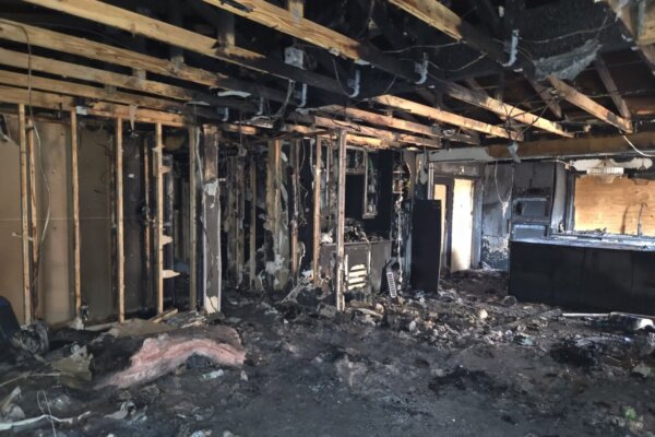 Interior of fire-ravaged Virginia home