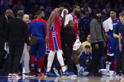 Joel Embiid struck in face fighting for rebound, ruled out for rest of 76ers’ game against Pacers