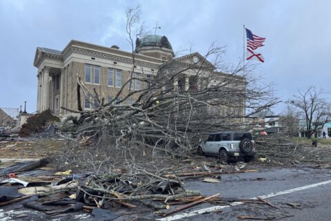 Tornadoes in Texas and Mississippi kill 2 as storm system moves across southern U.S.