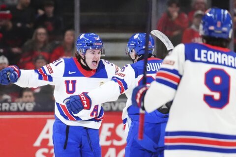 US beats Canada 4-1 to finish first in its group at world junior championship