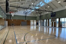 an indoor basketball court