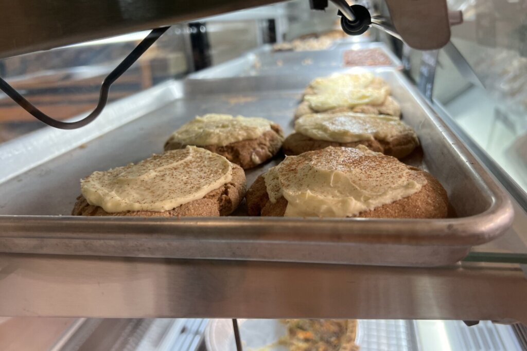 Cookies in the display case at Honey & Ivy Gluten Free bakery in Manassas, Virginia.