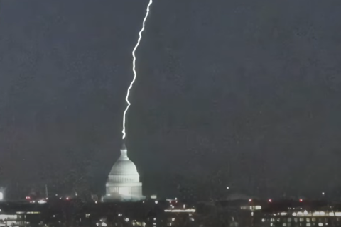 Lightning strikes Capitol, Washington Monument during severe storms that prompted tornado warning