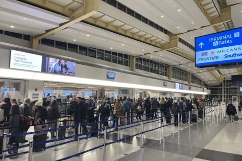 The lines are moving — but it’s a busy day at Reagan National Airport