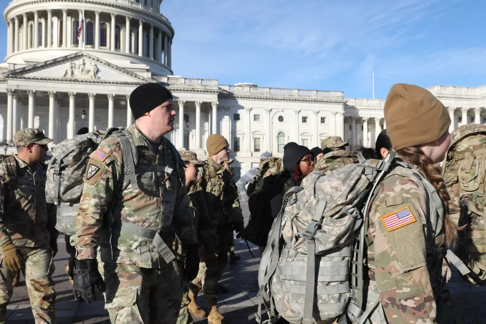 Soldiers in front of the U.S. Capitol