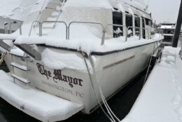 A boat covered in snow