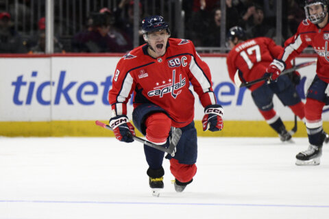 Alex Ovechkin scores on Marc-Andre Fleury for a 28th time to move 24 away from the NHL goals record