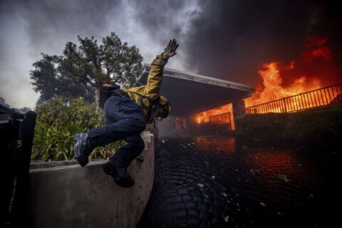 A second wind-whipped wildfire is burning out of control in the Los Angeles area