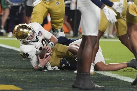 Notre Dame gets late pick and field goal to make title game with 27-24 win over Penn State