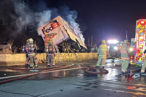 FedEx driver hospitalized after truck catches fire on I-270 in Montgomery Co.