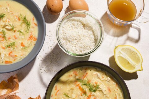 A mixture of egg and lemon gives this Greek chicken soup a velvety texture