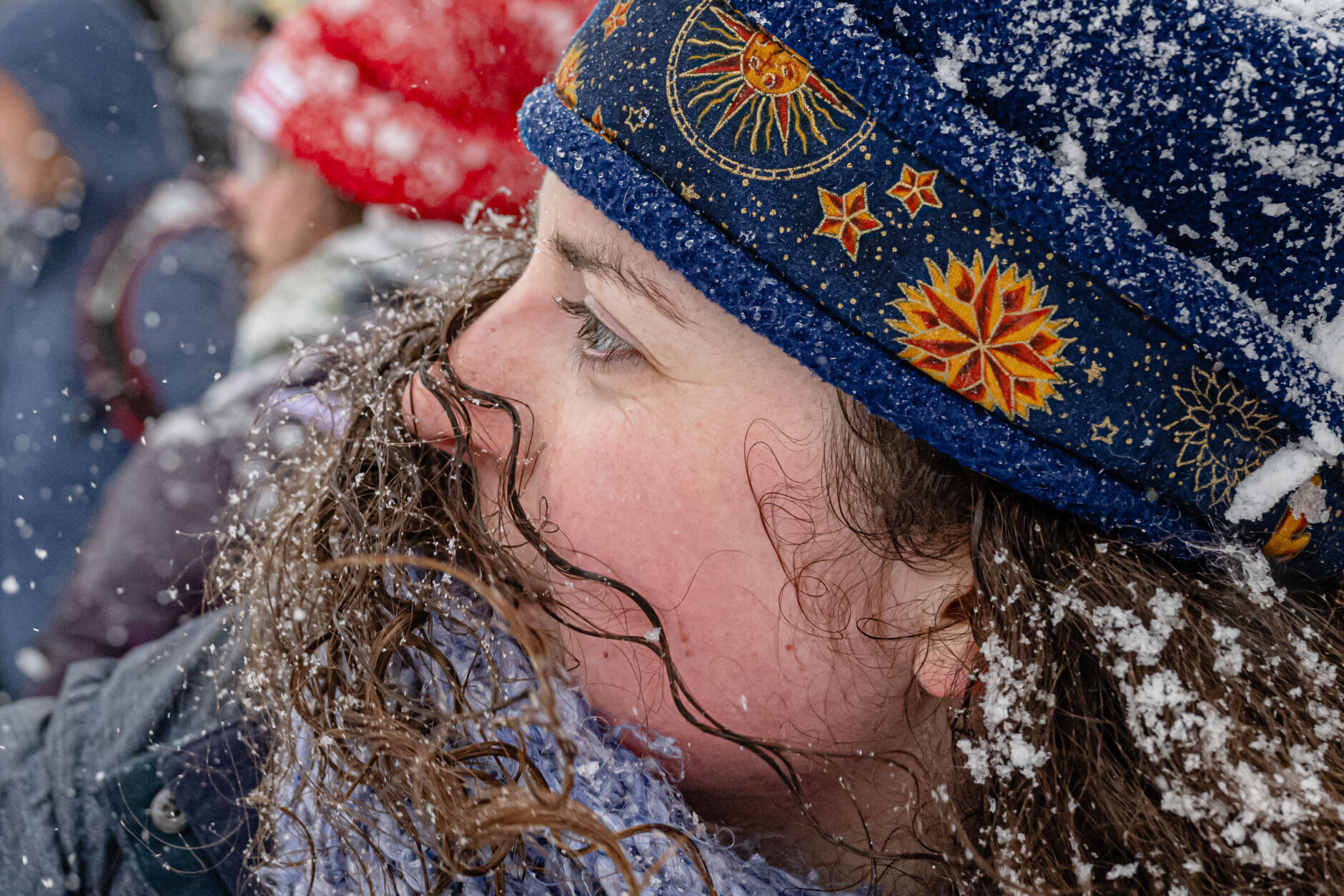 People join snowball fight