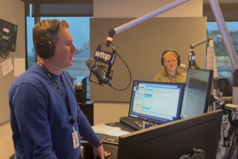 Michelle Basch and John Aaron in the studio