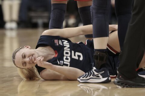 UConn guard Paige Bueckers has a left knee sprain, could return in a week