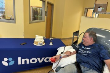 man donating blood