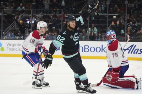 Mountour scores fastest OT goal in NHL history in Kraken’s comeback win over Canadiens