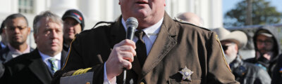 Culpeper County, Virginia, Sheriff Scott Jenkins speaks at podium