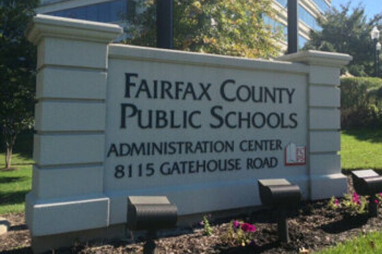 Sign for Fairfax County Public Schools headquarters