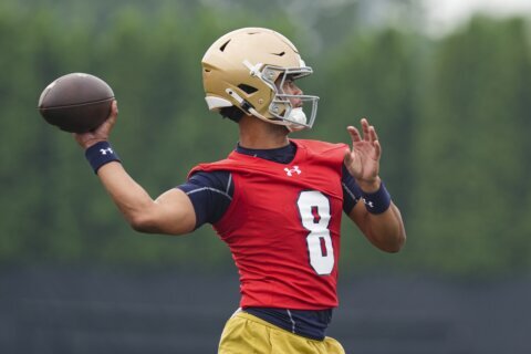 CJ Carr hopes to add to family's football legacy after winning starting QB job at No. 6 Notre Dame