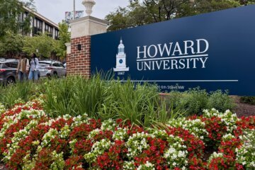 howard university sign and students