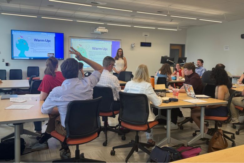 Paula Martindill teaches a classroom of future educators.