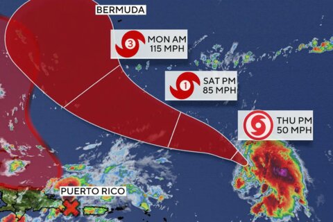 Humberto could mingle with another storm to create rare Fujiwhara effect