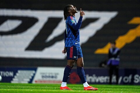 Eze scores first Arsenal goal in League Cup win. Man City, Tottenham and Newcastle also advance