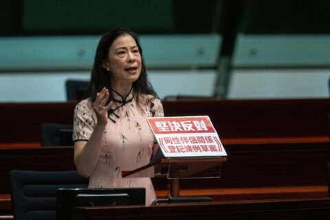 Hong Kong lawmakers reject a bill recognizing same-sex partnerships
