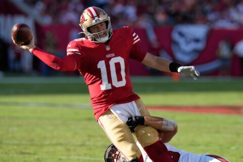 49ers’ Brock Purdy out for third straight game; Mac Jones to start against Falcons