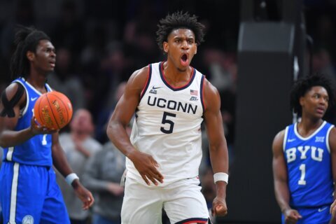 Silas Demary Jr. scores 21 to help No. 3 UConn hold off AJ Dybantsa and No. 7 BYU 86-84 in Boston