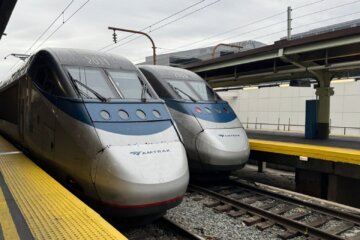 amtrak trains seen from the front