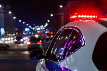 Police car lights at night
