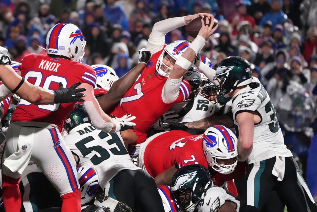 Eagles hang on to beat Bills 13-12 when Josh Allen misses an open Khalil Shakir on 2-point try