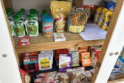 pantry shelves with food on them