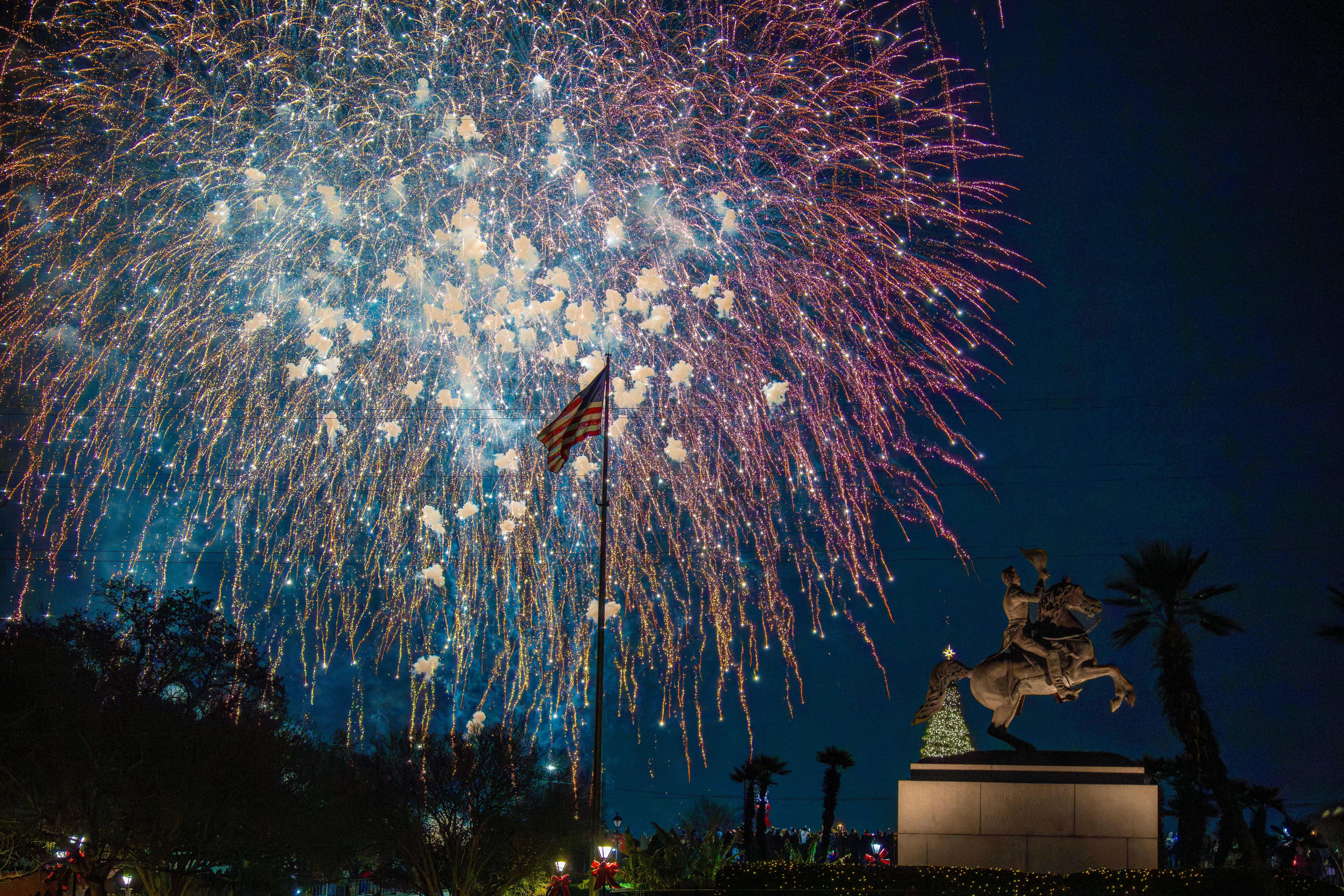 Fireworks in Jackson Square, New Orleans