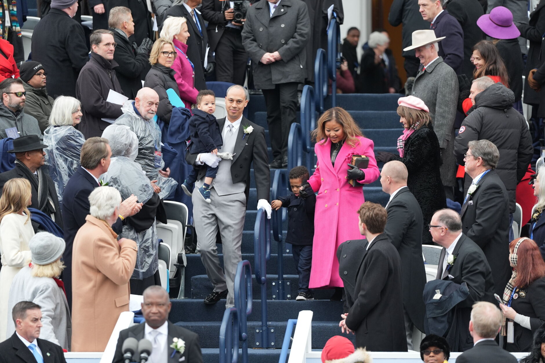 Attorney General elect Jay Jones arrives with his family before Virginia gov.-elect Abigail Spanberger inauguration at the Capitol in Richmond, Va., Saturday Jan. 17, 2026. (AP Photo/Stephanie Scarbrough)