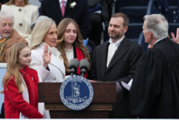 Abigail Spanberger is sworn in as Governor of Virginia during inaugural activities at the Capitol in Richmond, Va., Saturday Jan. 17, 2026. (AP Photo/Stephanie Scarbrough)