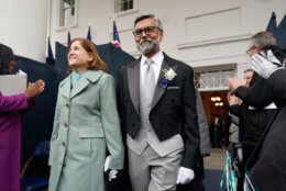 Lt. Gov.-elect Ghazala Hashmi arrives for inaugural ceremonies at the Capitol in Richmond Va., Saturday Jan. 17, 2026. (AP Photo/Steve Helber, Pool)