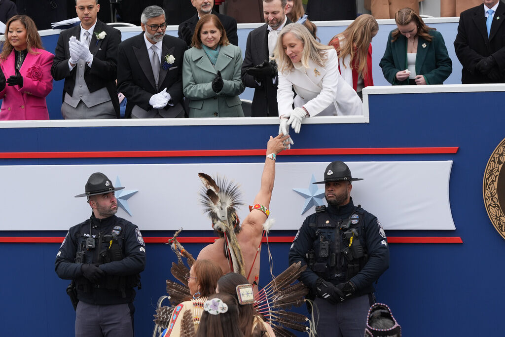 Gov. Abigail Spanberger attends an inaugural ceremony after she was sworn in as Virginia's first female governor, at the Capitol in Richmond Va., Saturday, Jan. 17, 2026.(AP Photo/Stephanie Scarbrough)