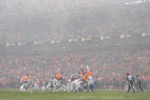 Snow and wind pick up in 2nd half of AFC championship game in Denver