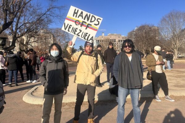 Demonstrators against US military operation in Venezuela