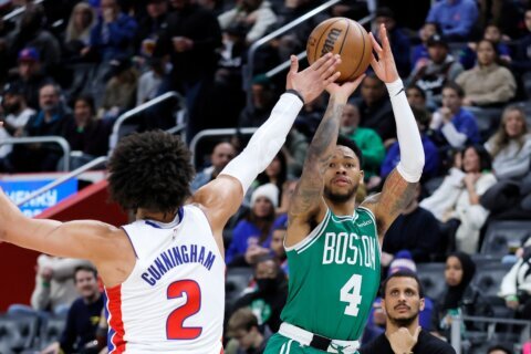 Harris scores 25, Brown misses potential game-winner and Pistons hold off Celtics for 104-103 win