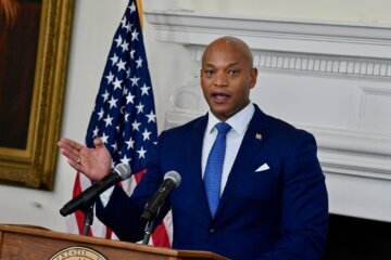 Gov. Wes Moore (D) told reporters the state will be forced “to do more with less” but will protect core priorities. (Photo Bryan P. Sears/Maryland Matters)